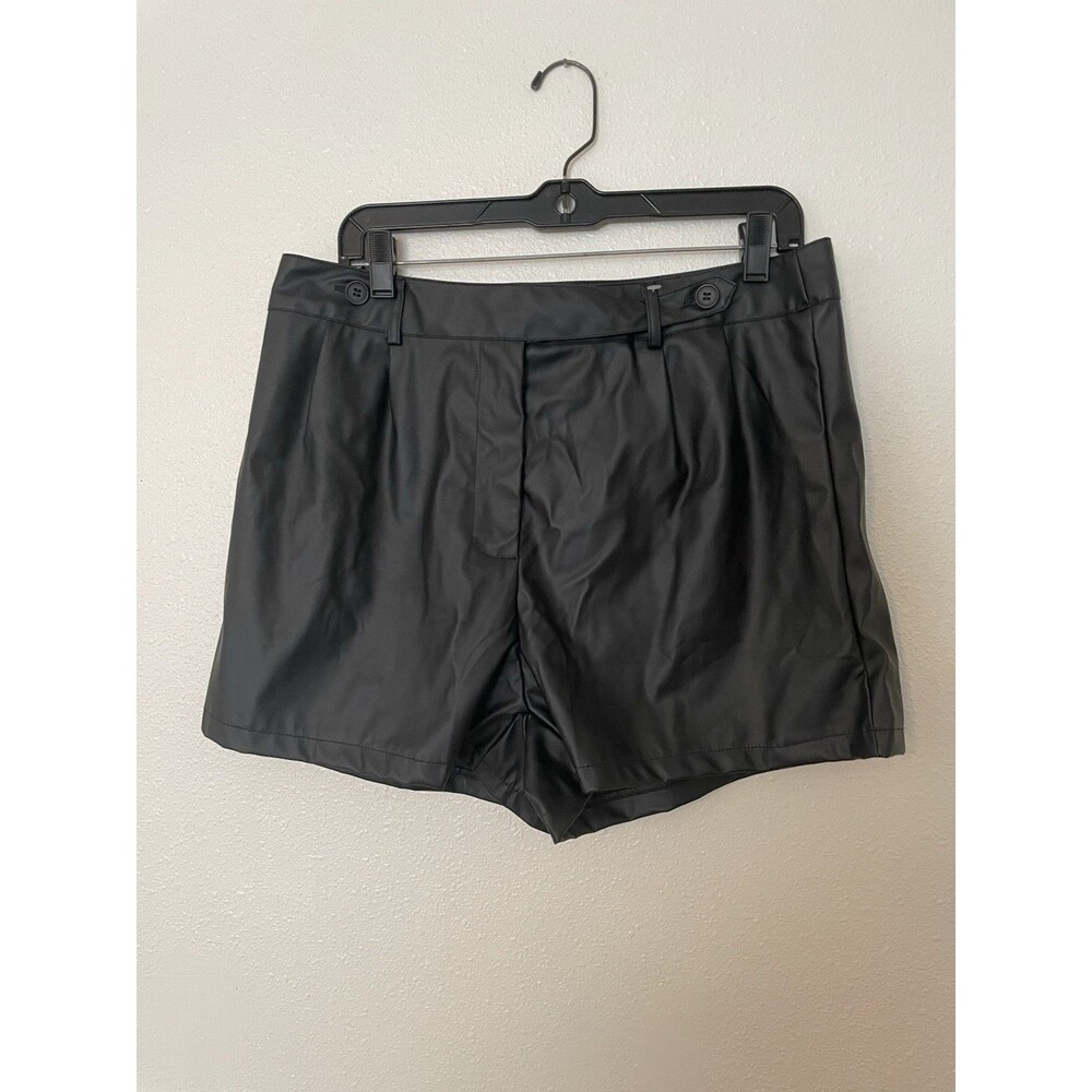 Faux Leather Shorts - Women’s SHEIN Black 1XL Fits More Like Large